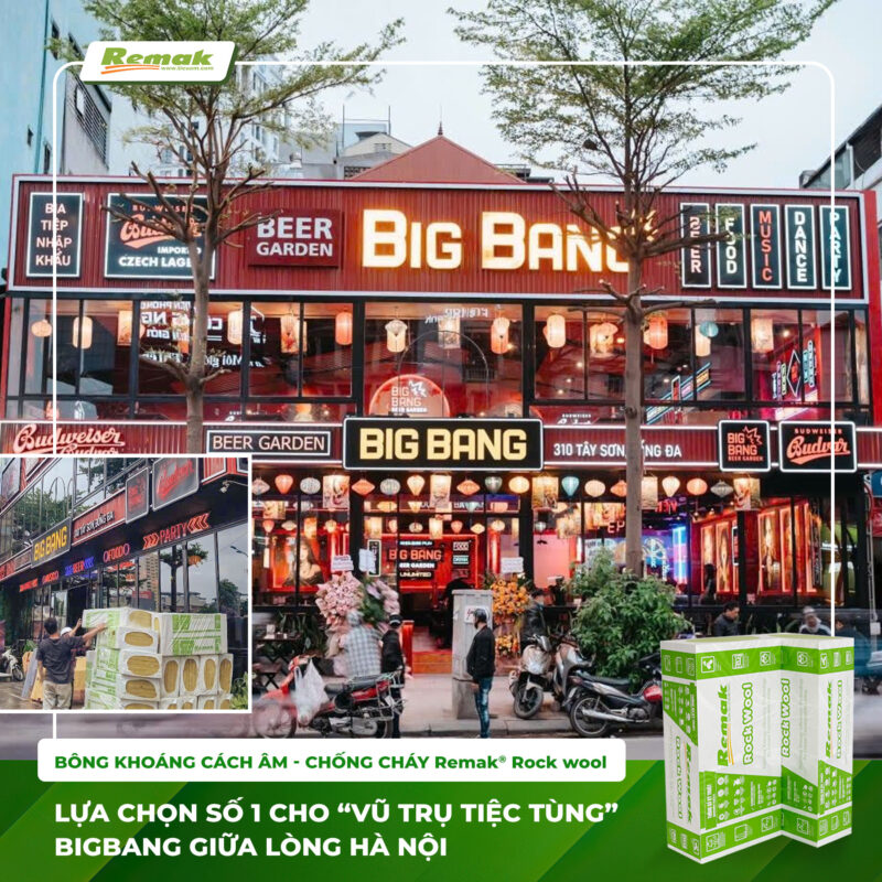 Bông khoáng Remak cách âm chống cháy cho Bigbang Beer Club