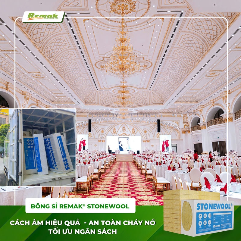 Bông khoáng sỉ stonewool cách âm chống cháy trung tâm tiệc cưới cao cấp